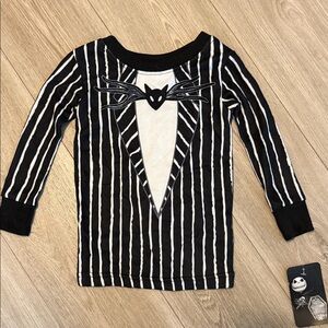 Kids Black and White Striped Pajama Top